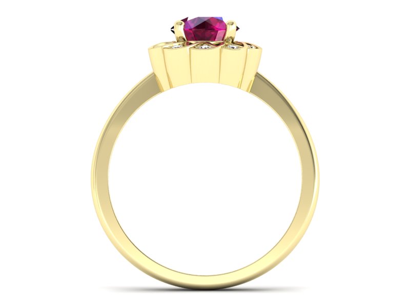 Złoty pierścionek z rubinem i diamentami - p16971zr — zdjęcie 2