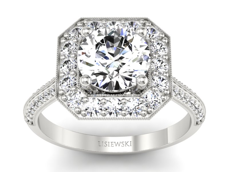 Złoty pierścionek z brylantami białe złoto 585 - p16974b