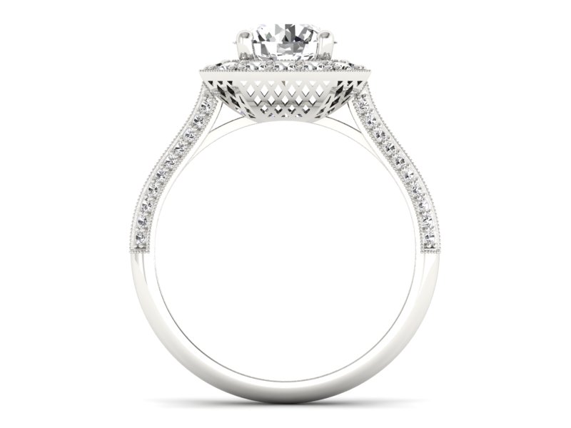 Złoty pierścionek z brylantami białe złoto 585 - p16974b — zdjęcie 2