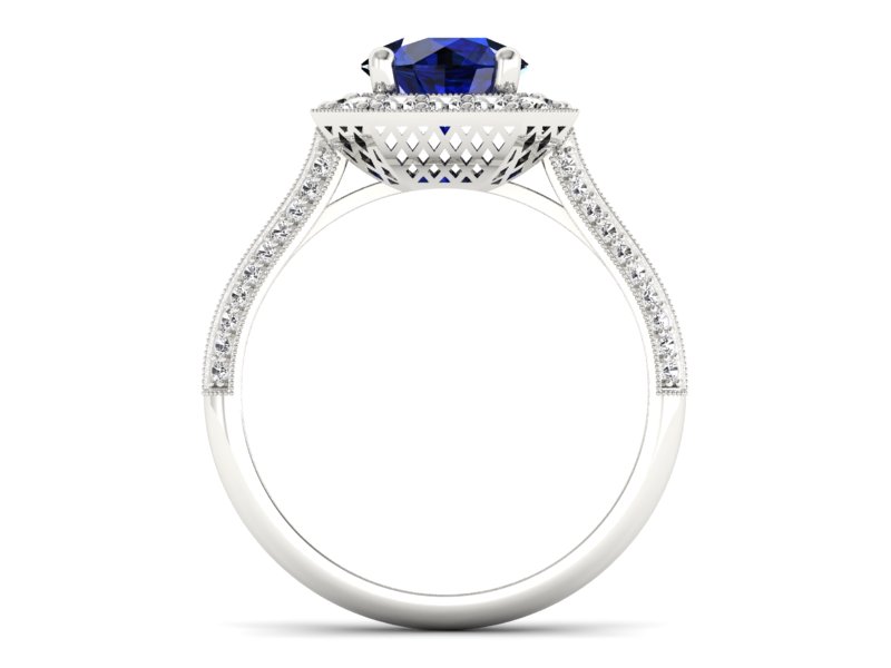 Pierścionek zaręczynowy z szafirem i diamentami - p16974bsz — zdjęcie 2