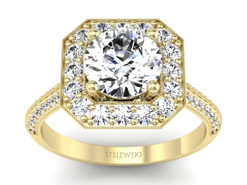 Złoty pierścionek z brylantami żółte złoto 585 - p16974z