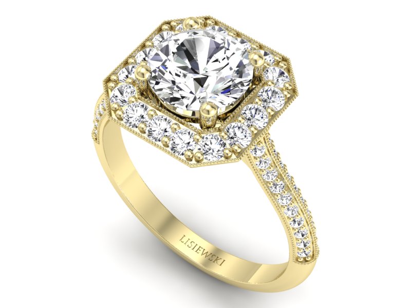 Złoty pierścionek z brylantami żółte złoto 585 - p16974z — zdjęcie 3