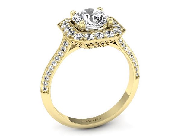 Złoty pierścionek z brylantami żółte złoto 585 - p16974z