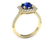 Złoty pierścionek z szafirem i diamentami - p16974zsz - 2
