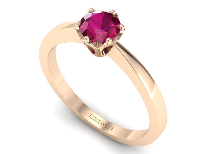 Ekskluzywny Złoty Pierścionek z Rubinem - p16977cr — zdjęcie 3