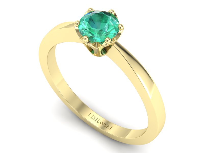 Pierścionek ze szmaragdem żółte złoto 585 - p16977zsm — zdjęcie 3