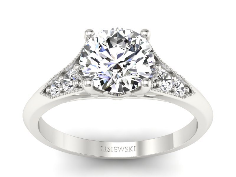 Pierścionek z diamentami białe złoto próba 585 - p16980b