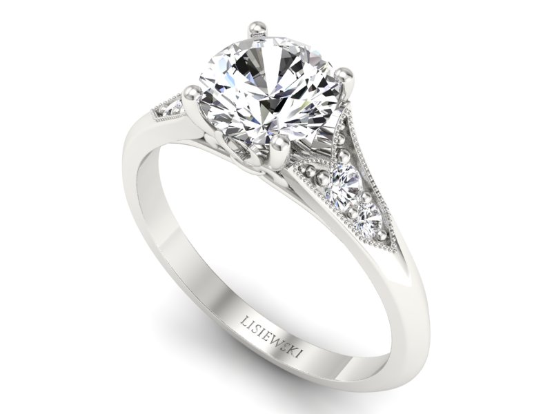 Pierścionek z diamentami białe złoto próba 585 - p16980b — zdjęcie 3