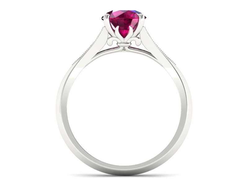 Pierścionek z rubinem i diamentami białe złoto - p16980br — zdjęcie 2