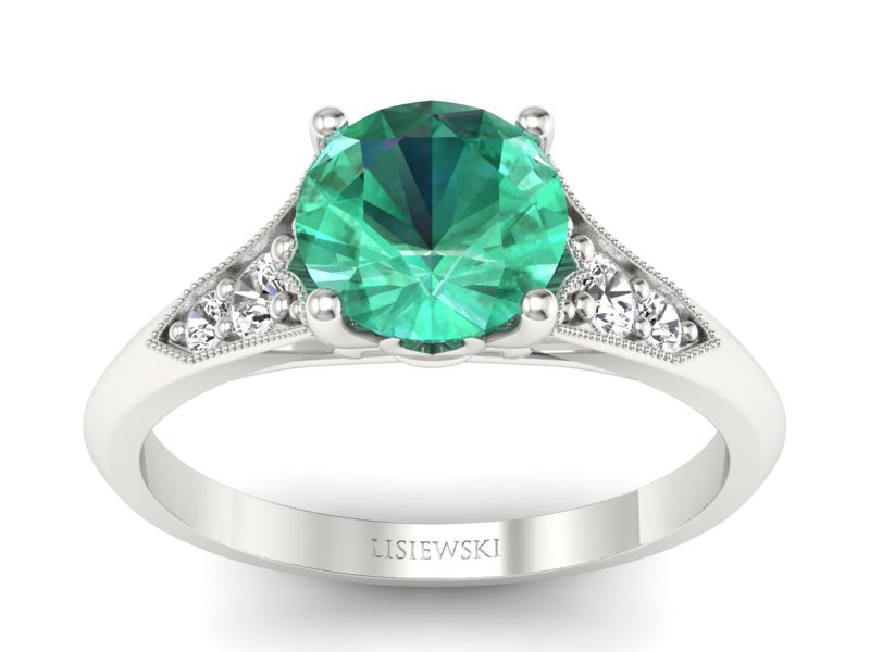 Złoty pierścionek ze szmaragdem i brylantami - p16980bsm