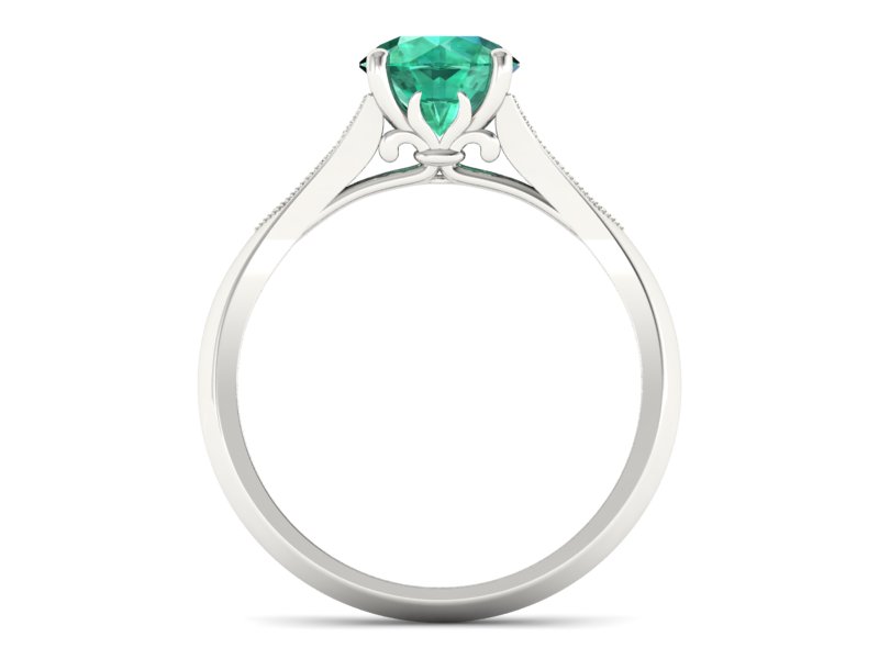 Złoty pierścionek ze szmaragdem i brylantami - p16980bsm — zdjęcie 2