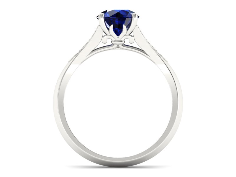 Pierścionek z szafirem i diamentami białe złoto - p16980bsz — zdjęcie 2