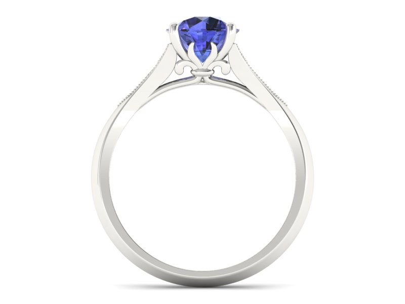 Pierścionek z tanzanitem i diamentami białe złoto - p16980bt — zdjęcie 2