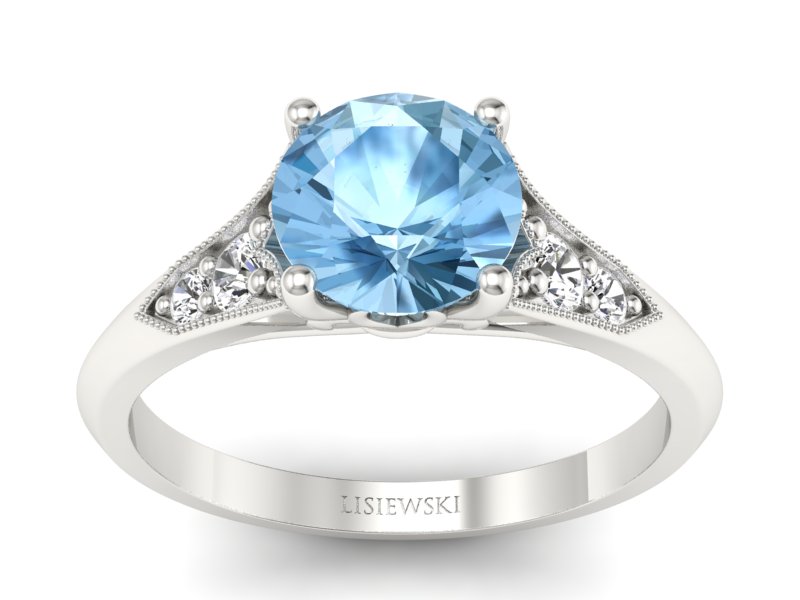 Pierścionek z topazem i diamentami białe złoto - p16980btp