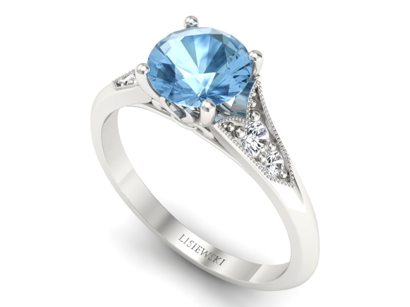Pierścionek z topazem i diamentami białe złoto - p16980btp — zdjęcie 3