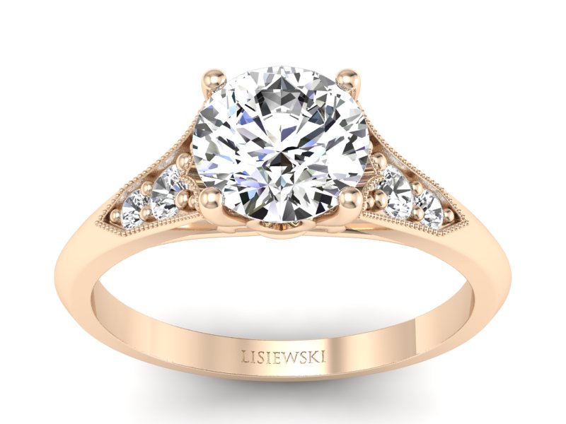 Pierścionek z diamentami różowe złoto próba 585 - p16980c