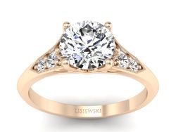 Pierścionek z diamentami różowe złoto próba 585 - p16980c