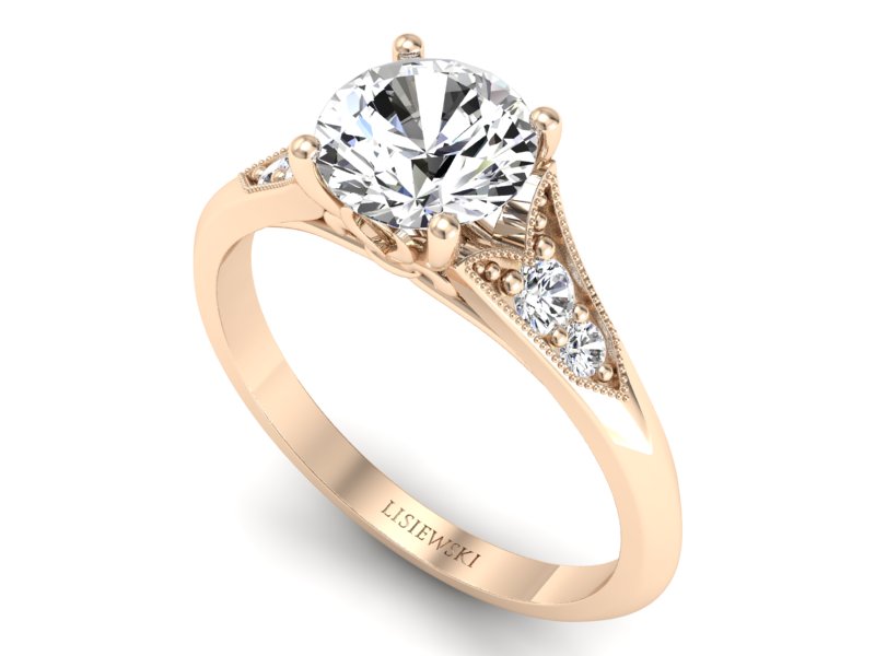 Pierścionek z diamentami różowe złoto próba 585 - p16980c — zdjęcie 3