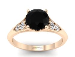 Pierścionek z czarnym diamentem różowe złoto - p16980ccd