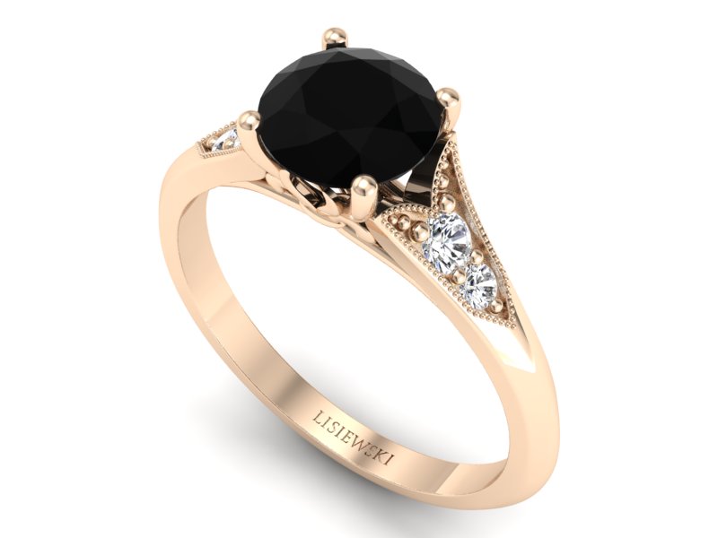 Pierścionek z czarnym diamentem różowe złoto - p16980ccd — zdjęcie 3