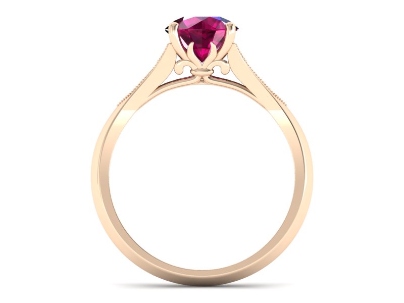 Złoty pierścionek z rubinem i diamentami - p16980cr — zdjęcie 2