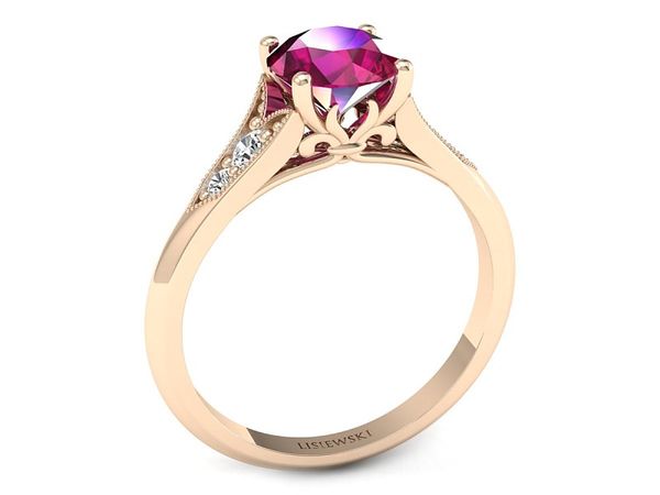 Złoty pierścionek z rubinem i diamentami - p16980cr