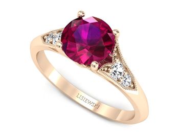 Złoty pierścionek z rubinem i diamentami - p16980cr - 1