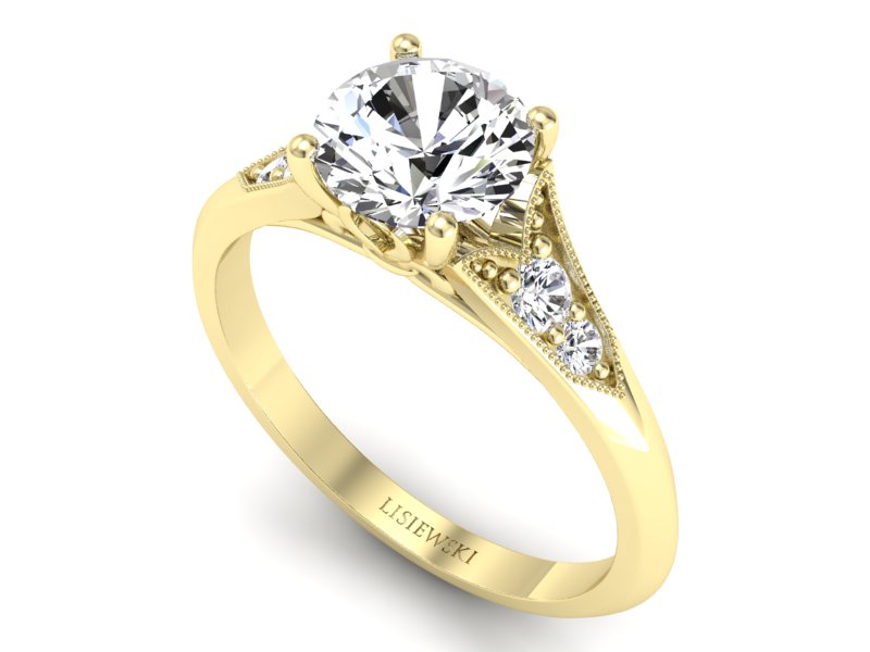 Złoty Pierścionek zaręczynowy z diamentami - p16980z — zdjęcie 3