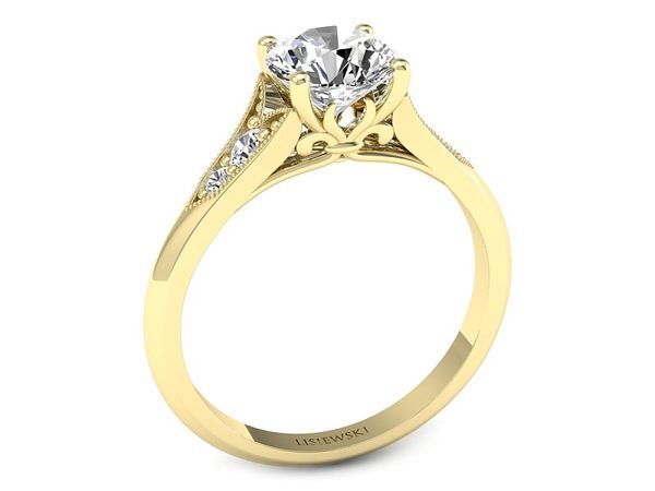 Złoty Pierścionek zaręczynowy z diamentami - p16980z