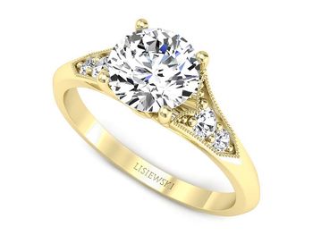 Złoty Pierścionek zaręczynowy z diamentami - p16980z - 1
