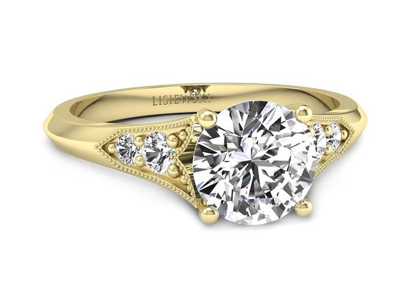 Złoty Pierścionek zaręczynowy z diamentami - p16980z