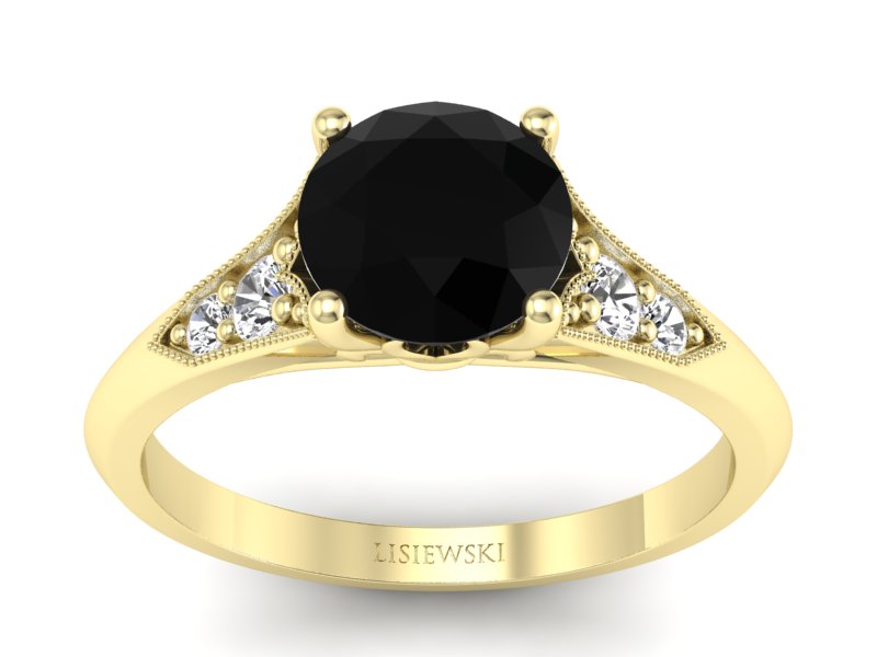 Pierścionek z diamentami żółte złoto 585 - p16980zcd