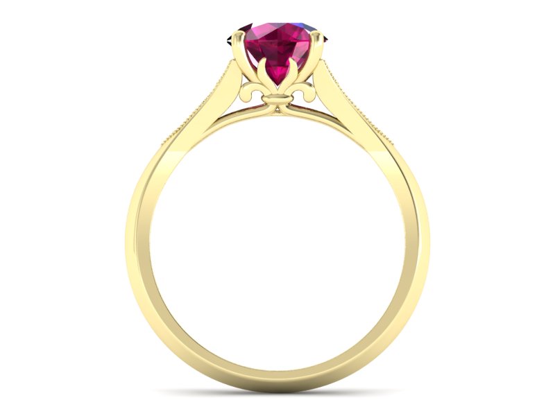 Złoty pierścionek z rubinem i diamentami - p16980zr — zdjęcie 2