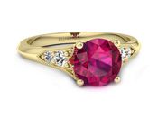 Złoty pierścionek z rubinem i diamentami - p16980zr - 3
