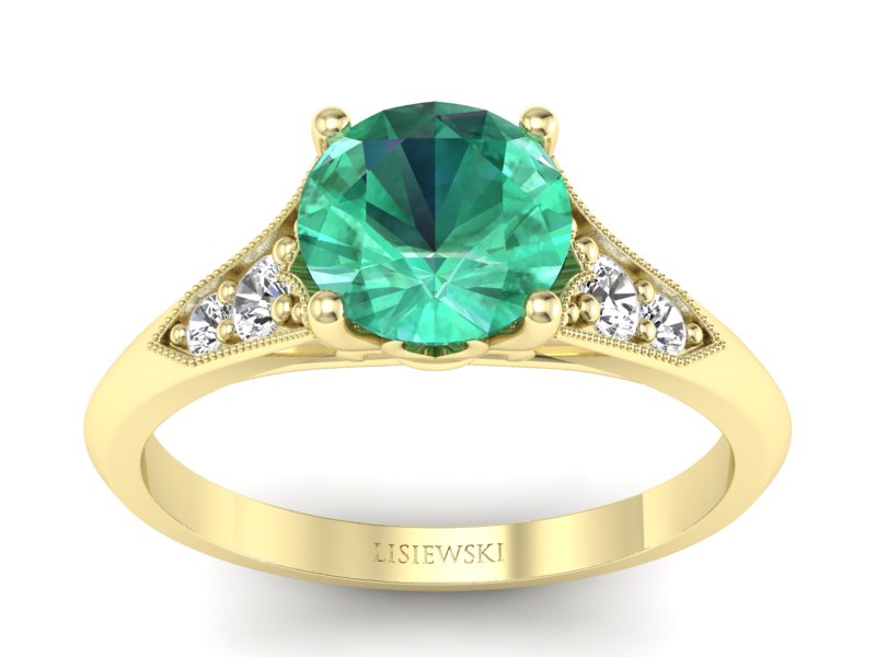 Złoty pierścionek ze szmaragdem i brylantami - p16980zsm