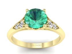 Złoty pierścionek ze szmaragdem i brylantami - p16980zsm