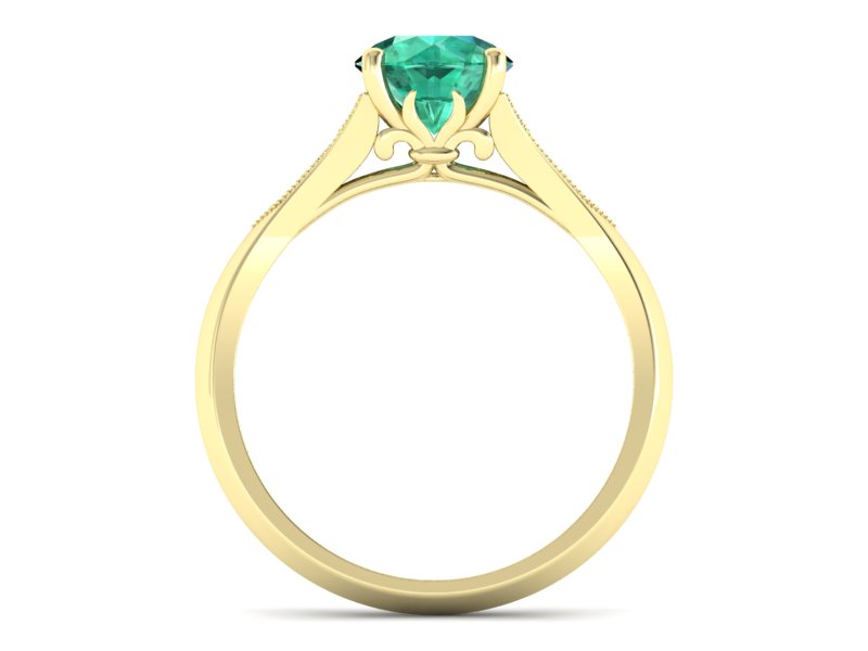 Złoty pierścionek ze szmaragdem i brylantami - p16980zsm — zdjęcie 2