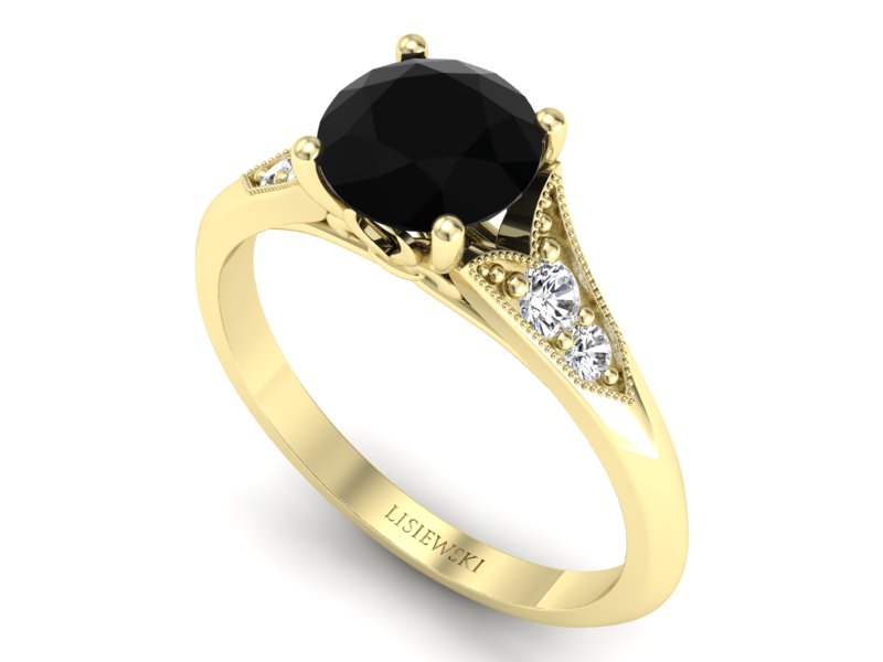 Pierścionek zaręczynowy z szafirem i diamentami - p16980zsz — zdjęcie 3