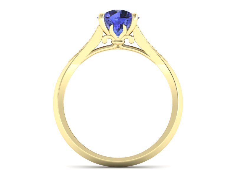 Złoty pierścionek z tanzanitem i diamentami - p16980zt — zdjęcie 2