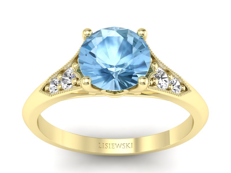 Złoty pierścionek z topazem i diamentami - p16980ztp