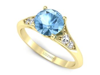 Złoty pierścionek z topazem i diamentami - p16980ztp - 1