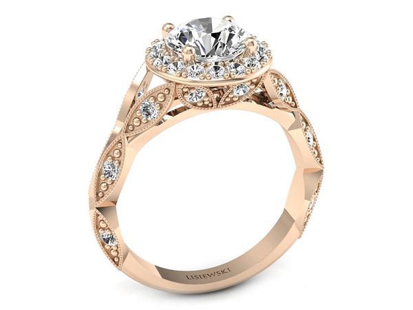 Pierścionek zaręczynowy z diamentami różowe złoto - p16981c