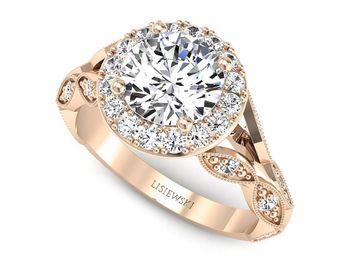 Pierścionek zaręczynowy z diamentami różowe złoto - p16981c - 1