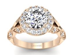 Pierścionek zaręczynowy z diamentami różowe złoto - p16981c