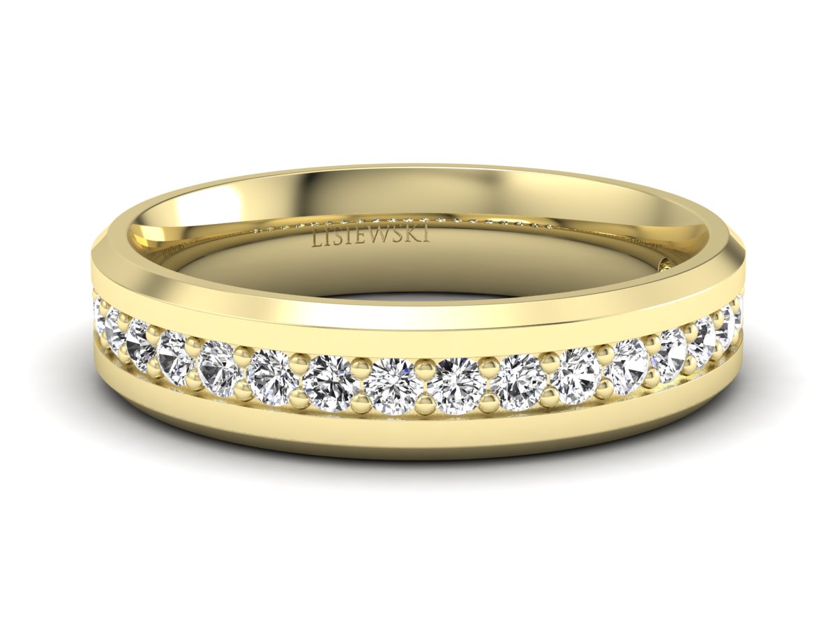Złota obrączka z diamentami - klasyka i nowoczesność - p16987z — zdjęcie 3