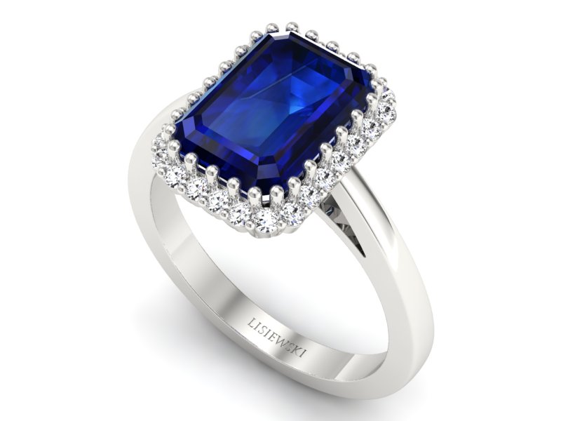 Ekskluzywny pierścionek z szafirem i diamentami - p16993bsz — zdjęcie 3