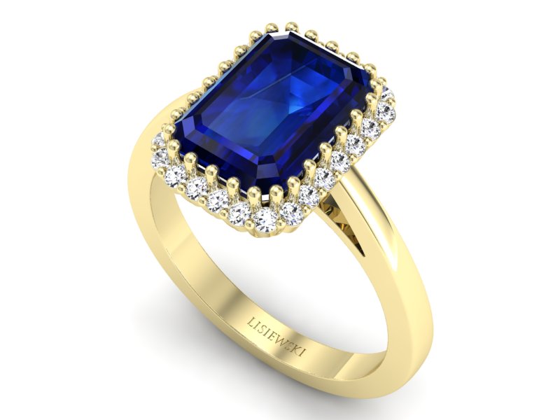 Wyjątkowy pierścionek z szafirem i diamentami - p16993zsz — zdjęcie 3
