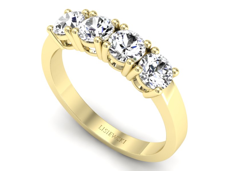 Pierścionek z diamentami w żółtym złocie - p16997z — zdjęcie 3