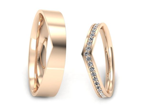 Obrączki ślubne z diamentami różowe złoto próba 585 - p2550150t238c- 1