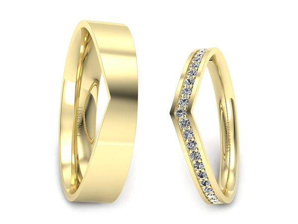 Złote obrączki ślubne z diamentami - p2550150t238z- 1